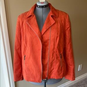TanJay Jacket vintage faux suede women's orange zipper women's size 12